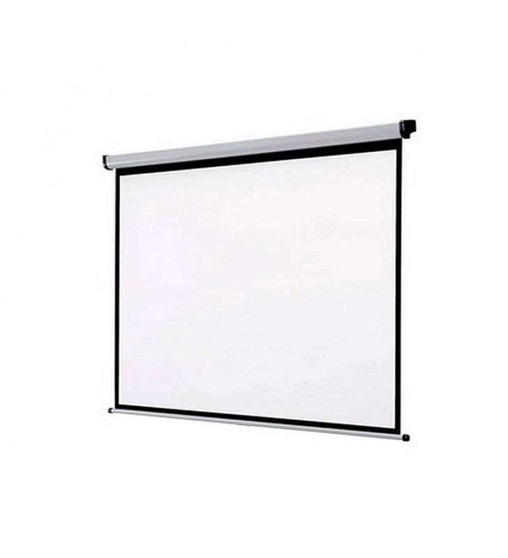 PANTALLA MURAL APPROX 180X180 ALTA CALIDAD TELA BLANCO MATE BORDES NEGROS 3CM