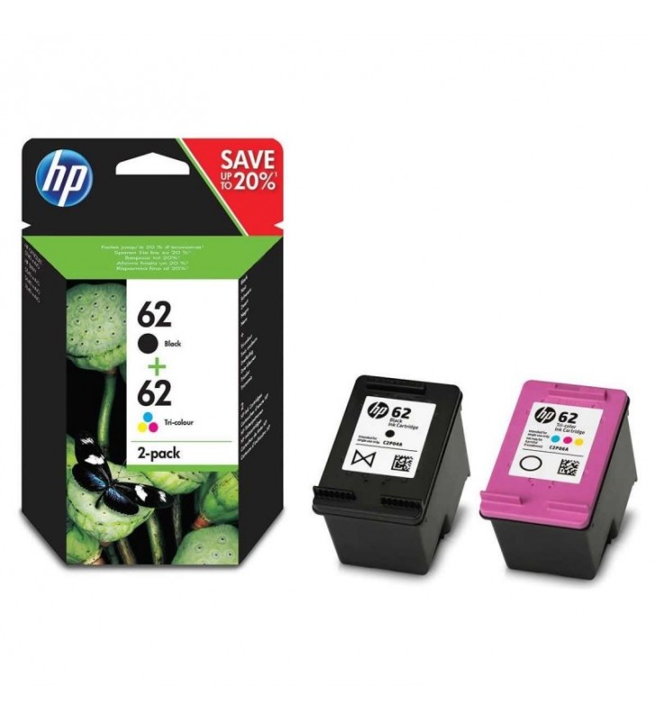 MULTIPACK 2 CARTUCHOS HP - 1X Nº62 NEGRO - 1X Nº62 TRICOLOR - COMPATIBLE CON ENVY 5540/5544/5640/5642/5644/5646/5660/7640 OFFICE