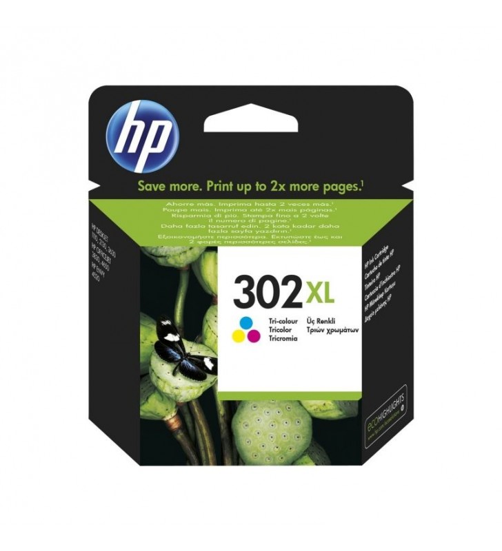 CARTUCHO COLOR HP Nº302XL - 330 PÁGINAS - PARA  OFFICEJET 3830 / 3832 / 3630 / DESKJET 1110 / 2130 / ENVY 4520 / 4650