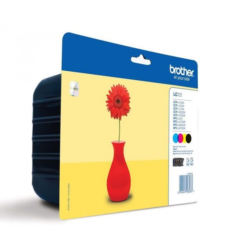 PACK 4 CARTUCHOS BROTHER LC121VALBP - 300 PÁGINAS CADA CARTUCHO - COMPATIBLE CON DCP-J132W / DCP-J152W / MFCJ-650DW / MFC-J870DW