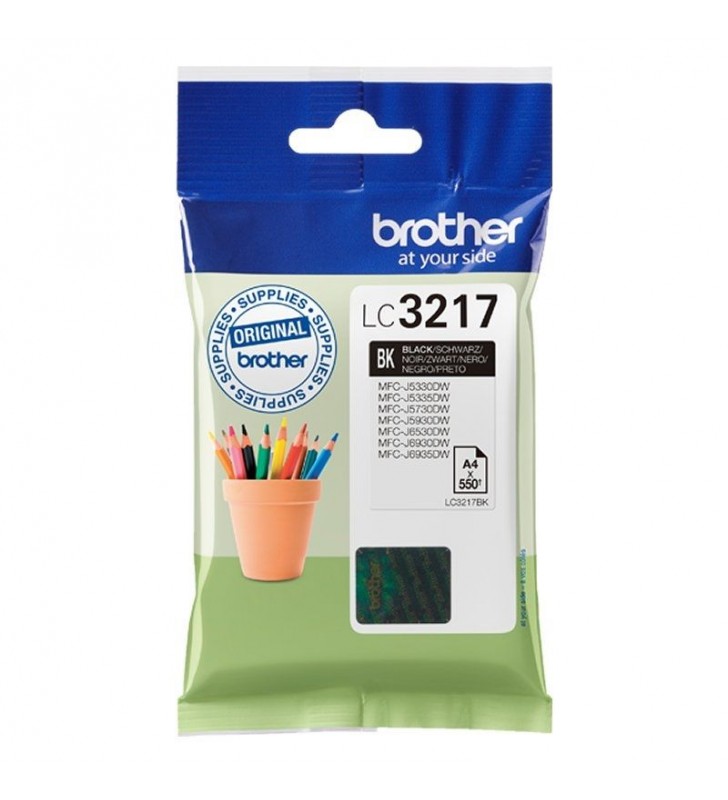 CARTUCHO DE TINTA NEGRO BROTHER LC3217BK - APROX. 550 PÁGINAS - COMPATIBLE SEGÚN ESPECIFICACIONES