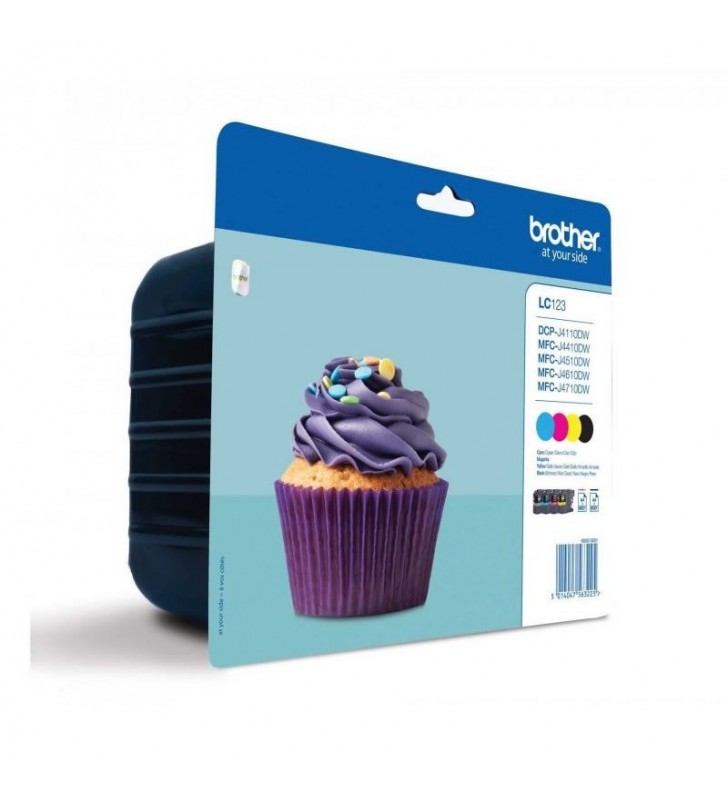PACK 4 CARTUCHOS BROTHER LC123 - NEGRO - CIAN - MAGENTA - AMARILLO - COMPATIBLE SEGUN ESPECIFICACIONES