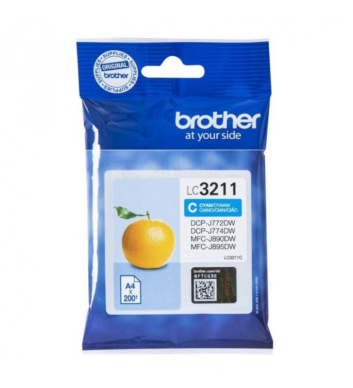 CARTUCHO DE TINTA CIAN BROTHER LC3211C - 200 PÁGINAS - COMPATIBLE SEGÚN ESPECIFICACIONES