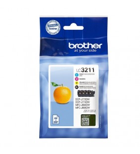 PACK 4 CARTUCHOS BROTHER LC3211VAL - NEGRO/CIAN/MAGENTA/AMARILLO - 200 PÁGINAS CADA CARTUCHO - COMPATIBLE SEGÚN ESPECIFICACIONES