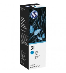 BOTELLA DE TINTA CIAN HP Nº31 - CONTENIDO 70ML - 8000 PÁGINAS - COMPATIBILIDAD SEGÚN ESPECIFICACIONES