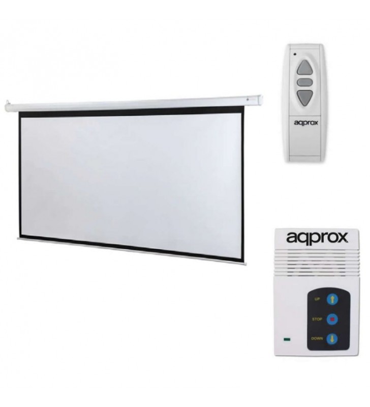 PANTALLA DE PROYECCION PANORAMICA ELÉCTRICA APROX APPP106E - 234X131 - 16:9 - INTERRUPTOR DE PARED Y MANDO A DISTANCIA - TRASERA