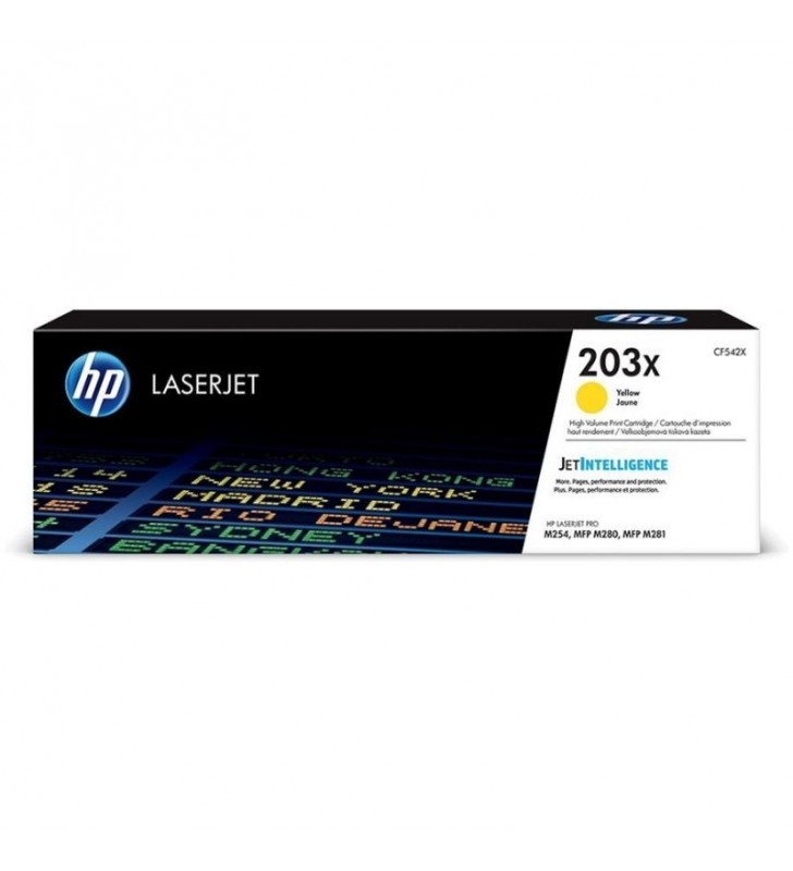 TONER AMARILLO HP CF542X - JETINTELLIGENCE - Nº 203X - 2500 PÁGINAS - COMPATIBLE CON LASERJET PRO M254/ MFP M280 / M281