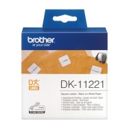 ETIQUETAS PRECORTADAS TÉRMICAS BROTHER DK11221 - 23 X 23MM - PARA 1000 ETIQUETAS - COLOR BLANCO - COMPATIBLIDAD SEGÚN CARACTERÍS