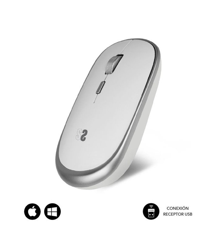 Ratón Inalámbrico Subblim Wireless Mini/ Hasta 1600 DPI/ Plata