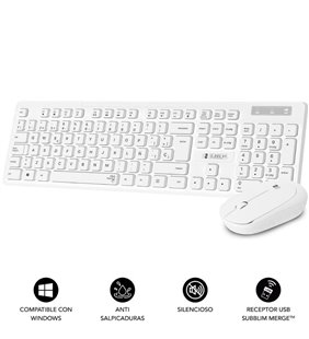 Teclado y Ratón Subblim Combo Business Slim Silencioso Inalámbrico/ Blanco