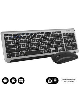 Teclado y Ratón Inalámbrico Subblim Combo Dual Prestige Extendido/ Gris y Negro