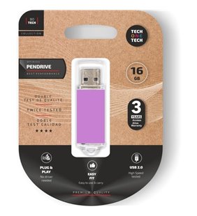 Pendrive 16GB Tech One Tech Basic USB 2.0/ Purpura Claro