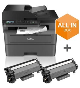 Multifunción Láser Monocromo Brother MFC-L2827DWXL WiFi/ Fax/ Dúplex/ Pack impresora + consumibles XL/ Negra