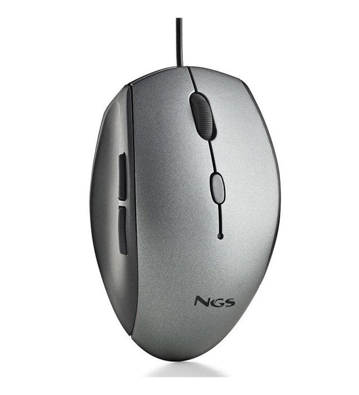 Ratón Ergonómico NGS Moth Gray/ Hasta 1600 DPI/ Gris