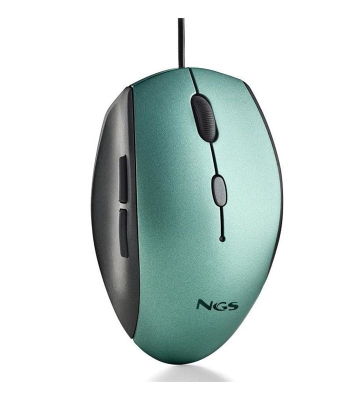 Ratón Ergonómico NGS Moth Ice/ Hasta 1600 DPI/ Verde Hielo
