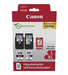 Cartucho de Tinta Original Canon PG-540L + CL-541 XL Multipack Alta Capacidad/ Negro/ Tricolor + Papel Fotográfico