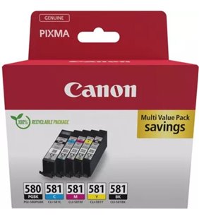Cartucho de Tinta Original Canon PGI-580 PB + CLI-581Multipack/ Cian/ Magenta/ Amarillo/ Negro