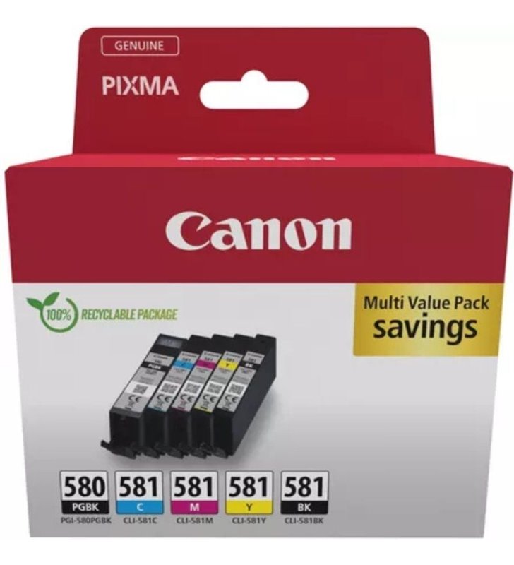 Cartucho de Tinta Original Canon PGI-580 PB + CLI-581Multipack/ Cian/ Magenta/ Amarillo/ Negro