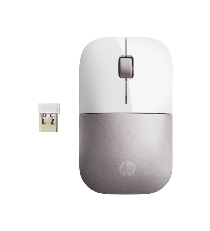 Ratón Inalámbrico HP Z3700/ Hasta 1200 DPI/ Blanco y Rosa