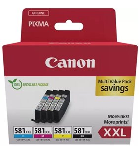Cartucho de Tinta Original Canon CLI-581XXL Multipack Alta Capacidad/ Cian/ Magenta/ Amarillo/ Negro