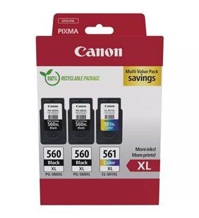Cartucho de Tinta Original Canon PG-560XL + CL-561XL Multipack Alta Capacidad/ 2x Negro/ Tricolor