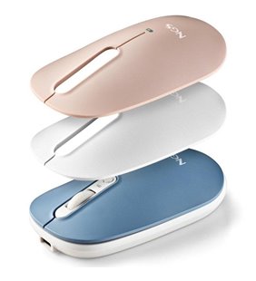 Ratón Inalámbrico por Bluetooth NGS Shell-RB/ Batería recargable/ Hasta 1600 DPI/ Azul/ Blanco/ Rosa