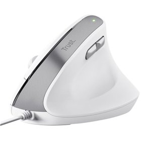 Ratón Ergonómico Trust Bayo II/ Hasta 2400 DPI/ Blanco