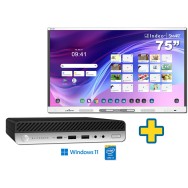 SMART Board MX275-V5 75" + ORDENADOR HP ELITEDESK 800 G4 I5-8500T 16GB NVME 256GB WIFI Mini WIN 11 PROF. 64BIT EDUCACION OCASIÓN