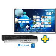 SMART Board MX286-V5 86" + ORDENADOR HP ELITEDESK 800 G4 I5-8500T 16GB NVME 256GB WIFI Mini WIN 11 PROF. 64BIT EDUCACION OCASIÓN