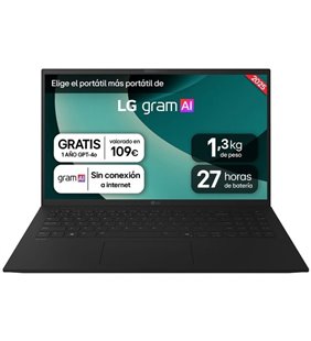 Portátil LG Gram 15ZD80T-G.AX55B Ryzen AI 5-340/ 16GB/ 512GB SSD/ 15.6'/ Sin Sistema Operativo