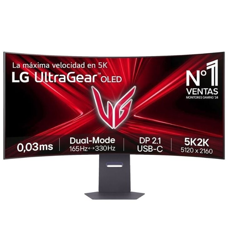 Monitor Gaming Curvo LG UltraFine 45GX950A-B 45'/ 5K2K/ 0.03ms/ 330Hz/ OLED/ Multimedia/ Regulable en altura/ Negro
