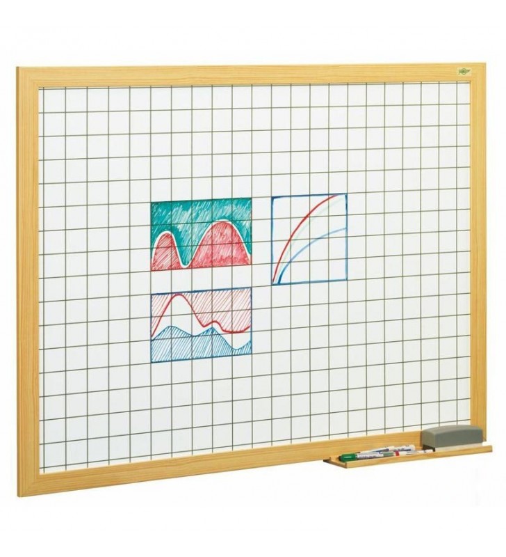 Pizarra estratificada blanca cuadriculada 90x120. Marco de fibra