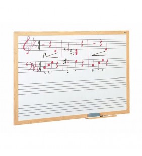 Pizarra estratificada blanca con 4 pentagramas 100x200. Marco de fibra