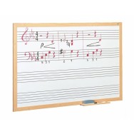 Pizarra estratificada blanca con 4 pentagramas 100x200. Marco de fibra