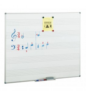 Pizarra acero vitrificado blanco 5 pentagramas 122x150