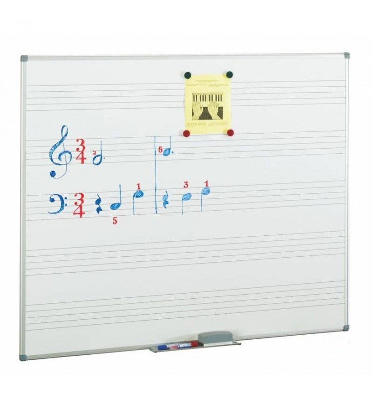 Pizarra acero vitrificado blanco 5 pentagramas 122x150