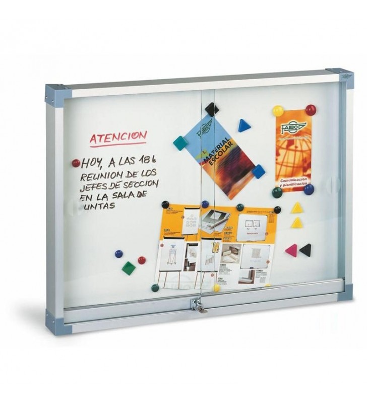 Vitrina metalica blanca puerta de cristal 80x100