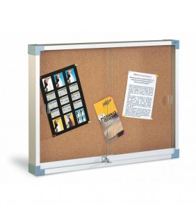 Vitrina superficie de corcho puerta de cristal 90x120