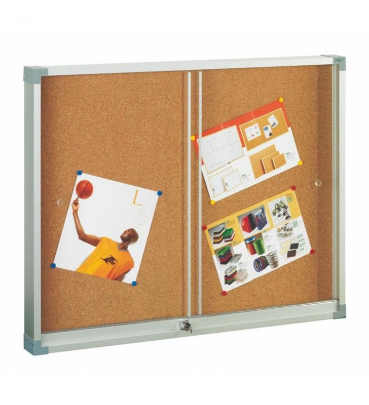Vitrina superficie de corcho puerta metacrilato 90x120